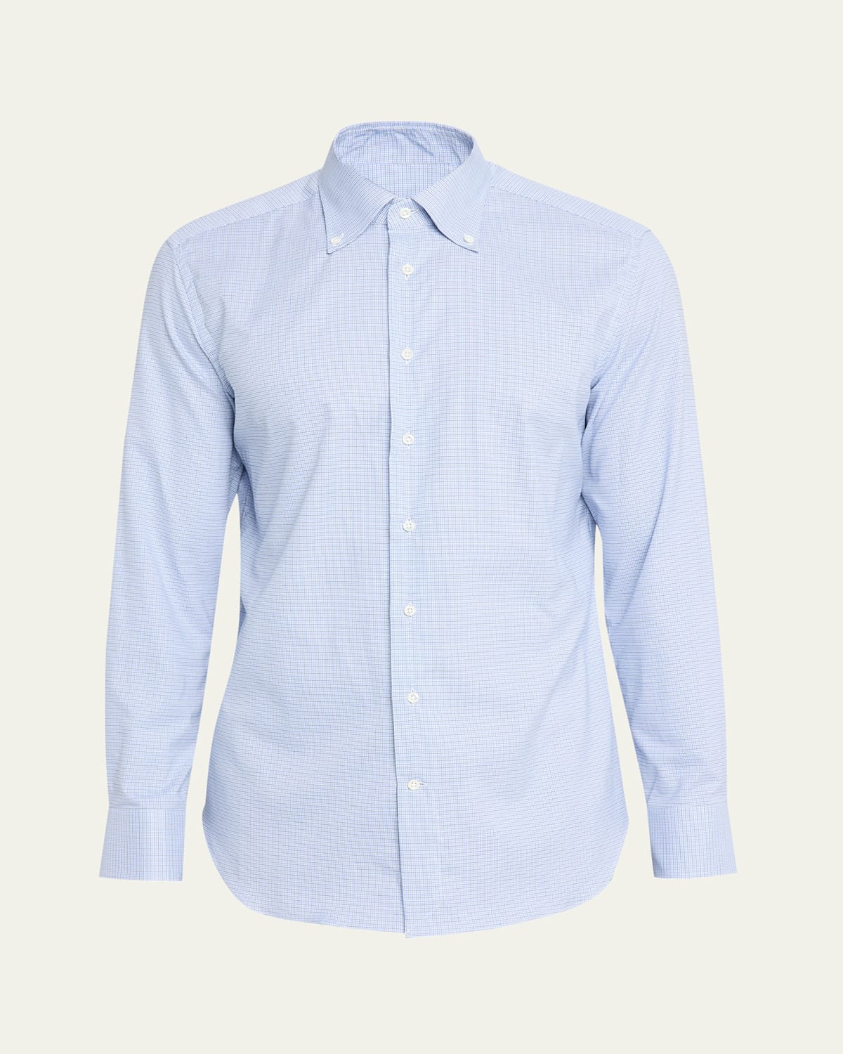 Men's Cotton Micro-Check Button-Collar Sport Shirt