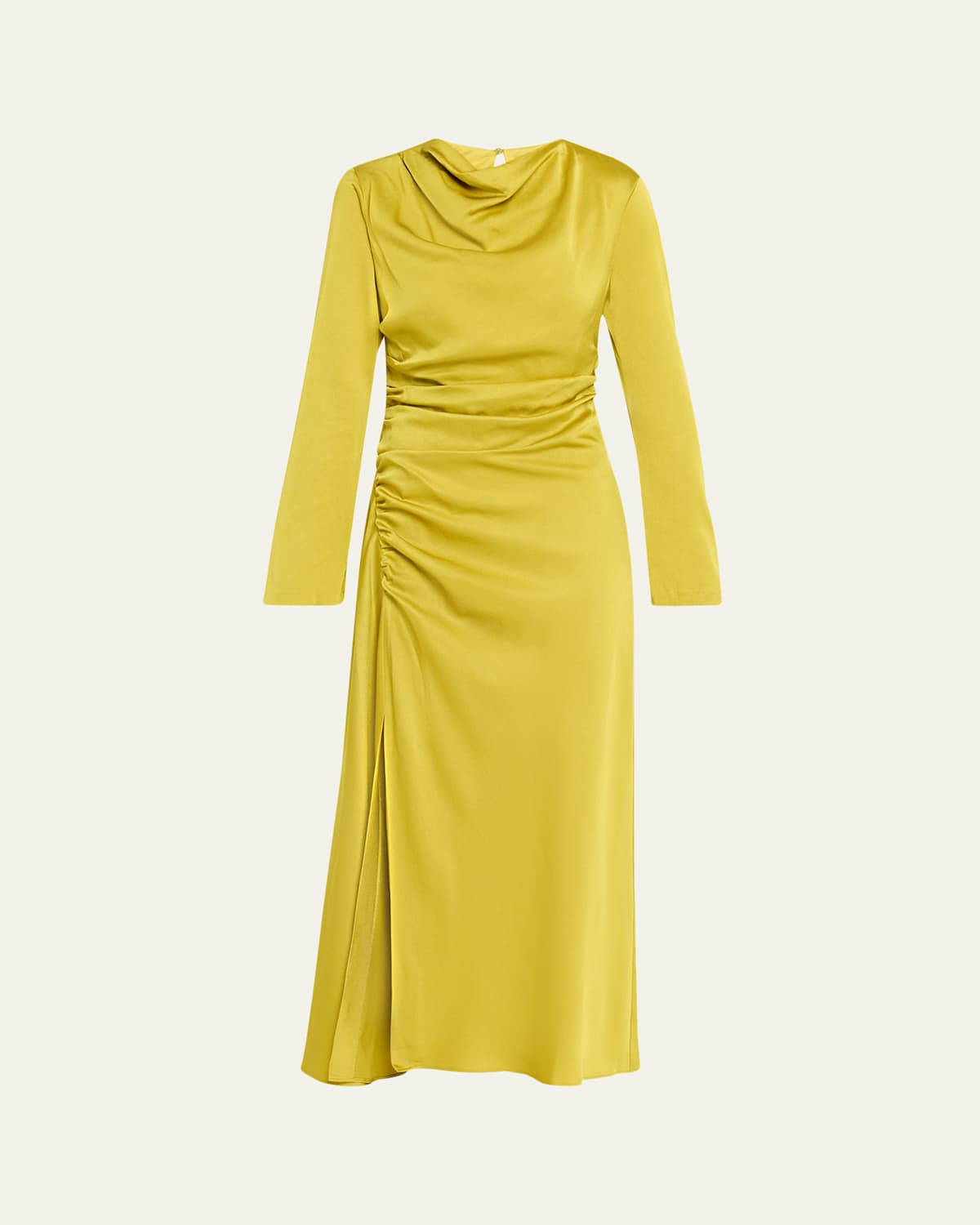 Simkhai Odessa Draped Long-sleeve Midi Dress In Green