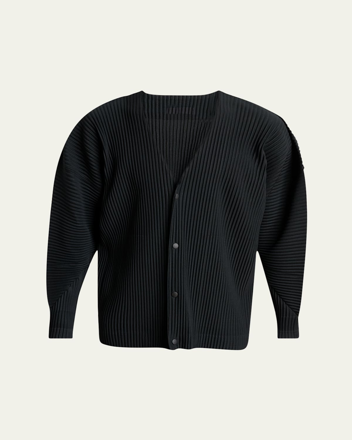 Issey Miyake Men's V-neck Pleated Button-down Shirt In Blue