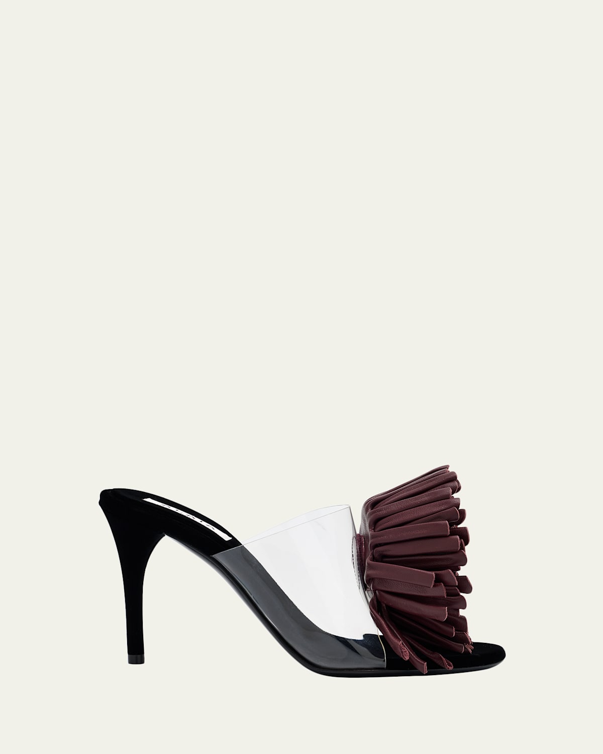 Alaïa Plexi Asymmetric Leather Flower Sandals In Purple
