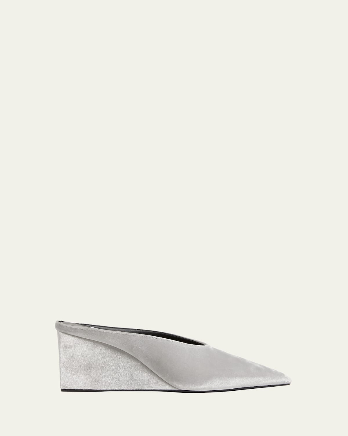 Alaïa Cube Velvet Wedge Mules In Silver