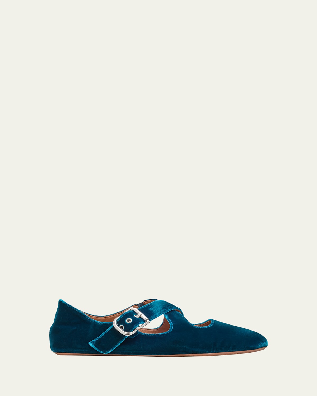 Alaïa Crisscross Velvet Ballerina Flats In Blue