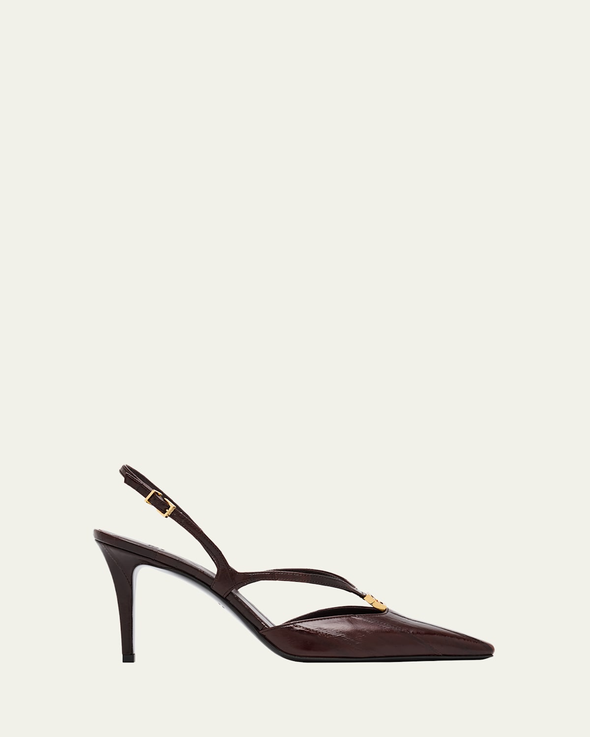 Fendi 85mm Fold Eel Leather Slingback Pumps In Brown