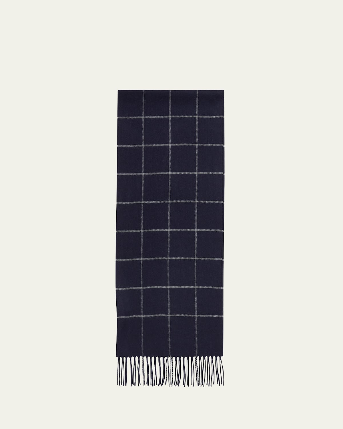 Piacenza Men's Silk And Cashmere Windowpane Fringe Scarf