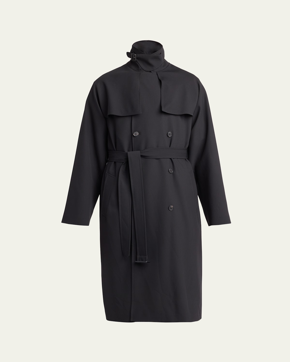 The Row Men's Finnian Wool Double-breasted Trench Coat In Black