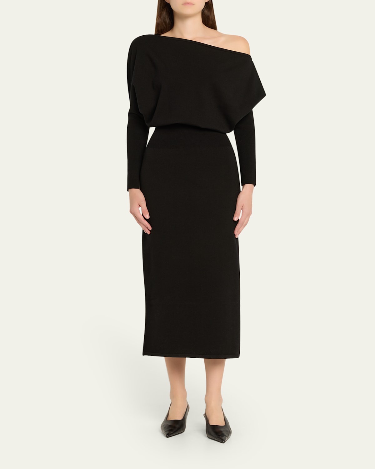 Janese Off-Shoulder Wool Midi Dress