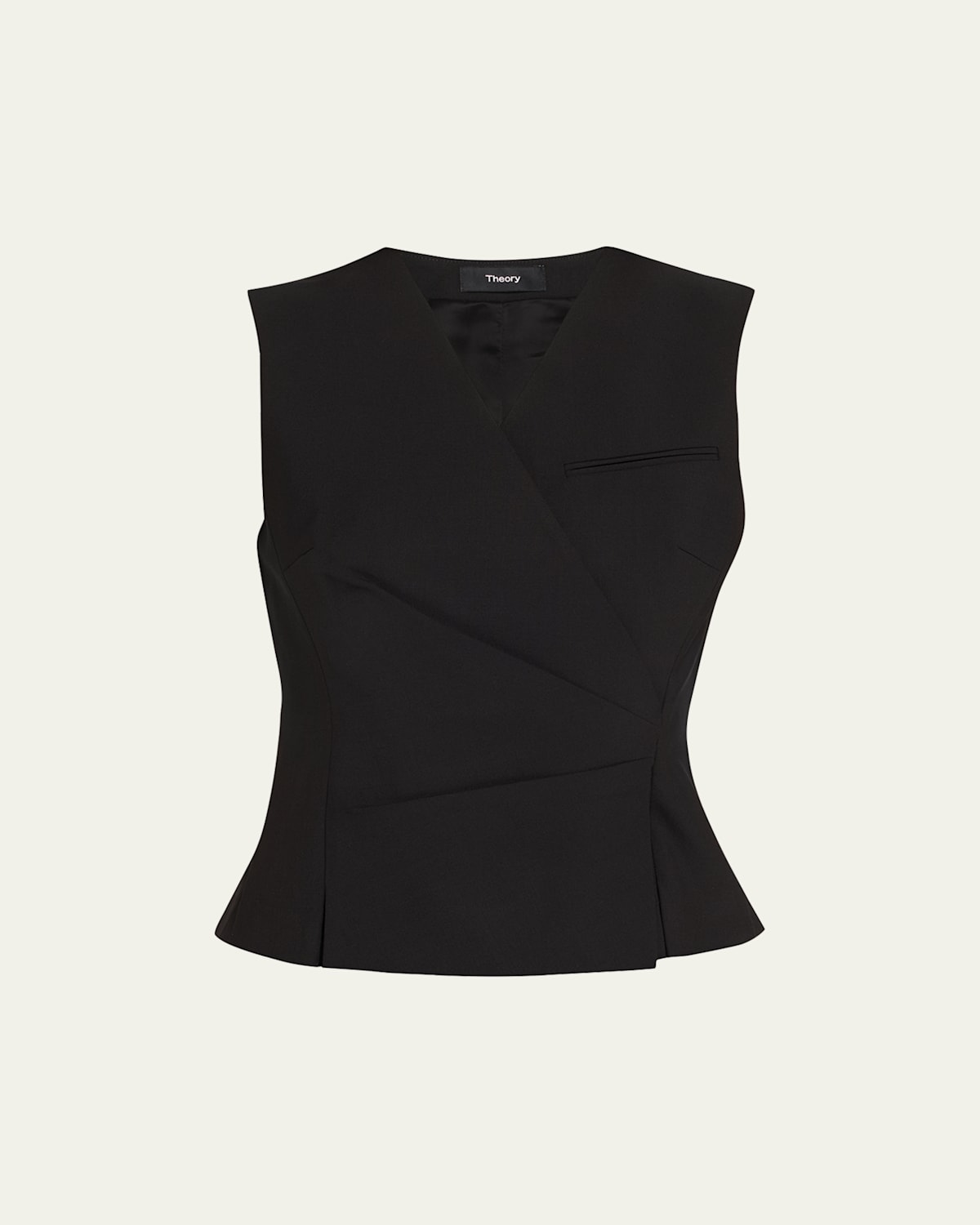 Theory Wrap Vest In Good Wool In Black