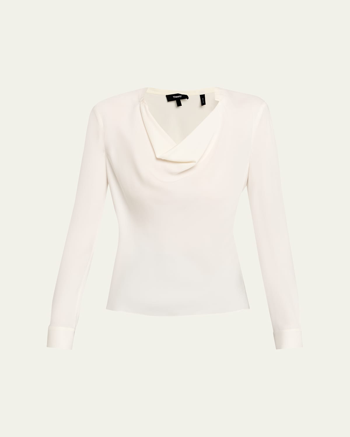Theory Draped Long-sleeve Silk Blouse In White