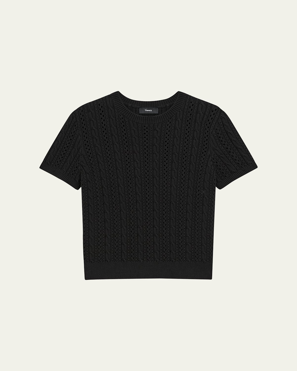 Theory Crewneck Cable-knit Tee In Black