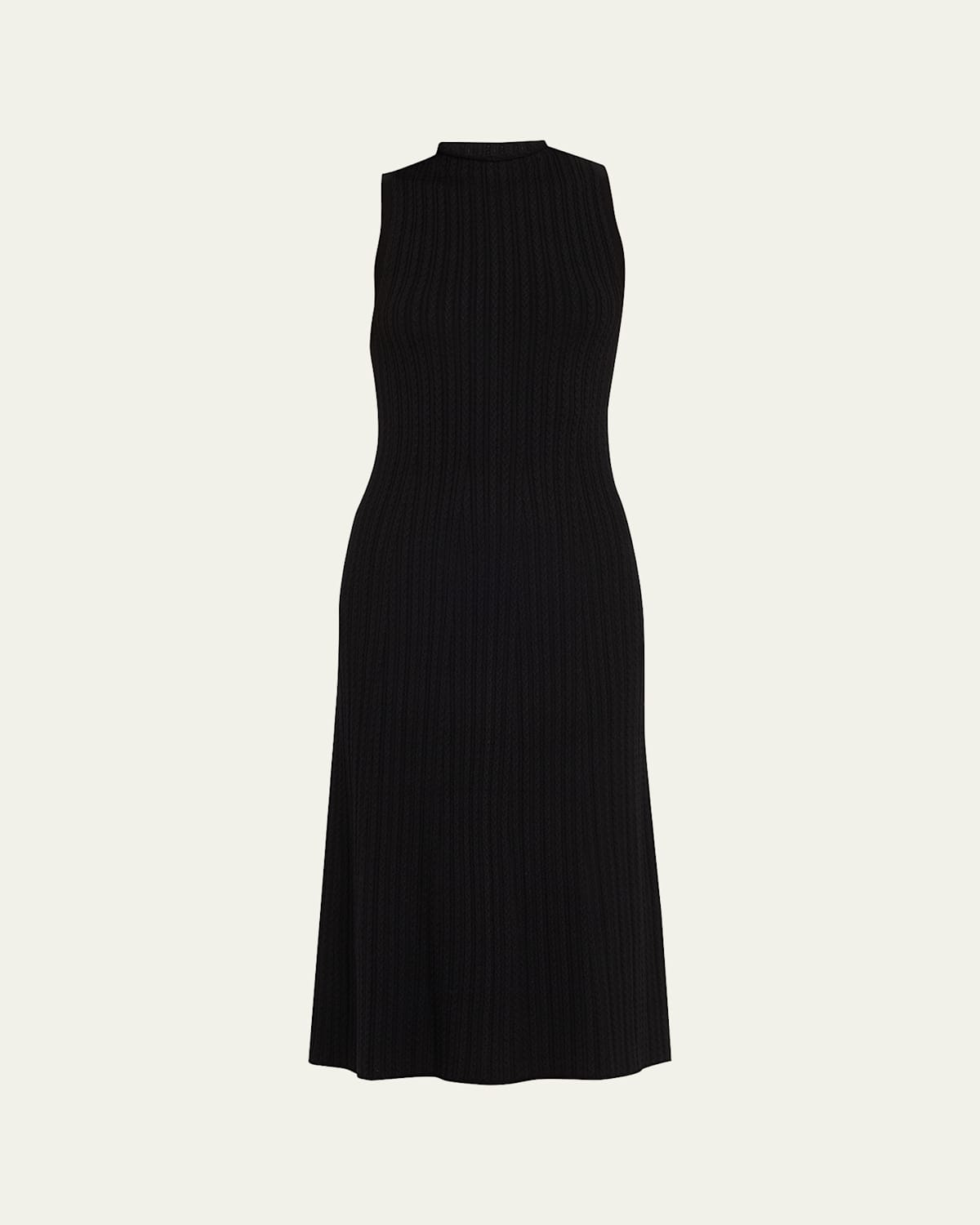 Theory Cable Stitch Sleeveless Wool Blend Sweater Midi Dress In Black