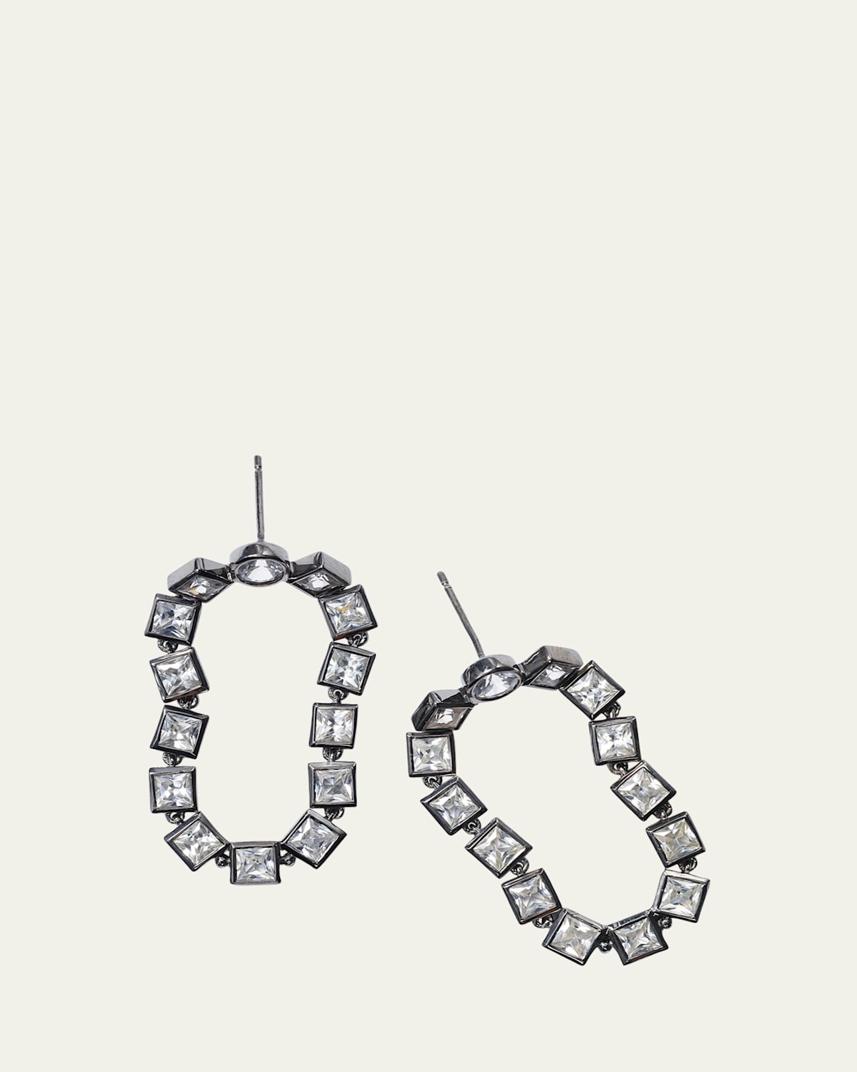 Loop Earrings with 3.5mm Square White Zircons