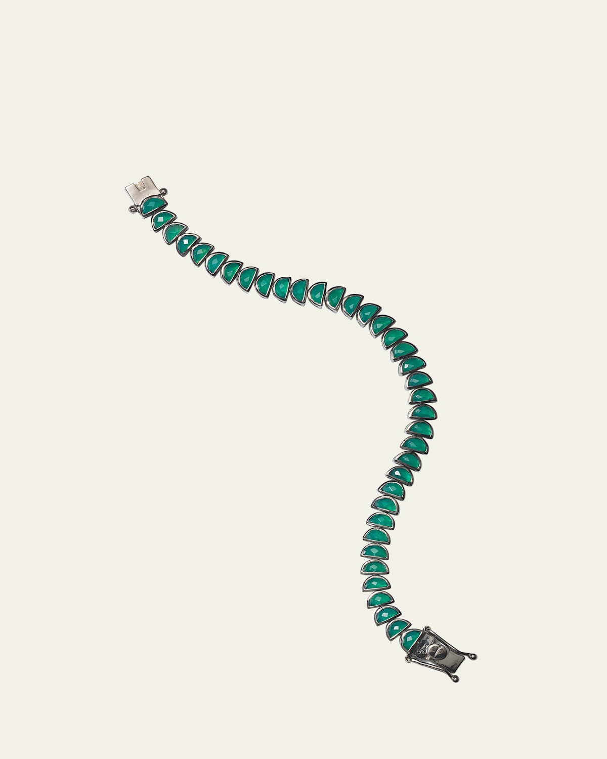 Worm Tennis Bracelet with 6mm Half Moon Green Onyx