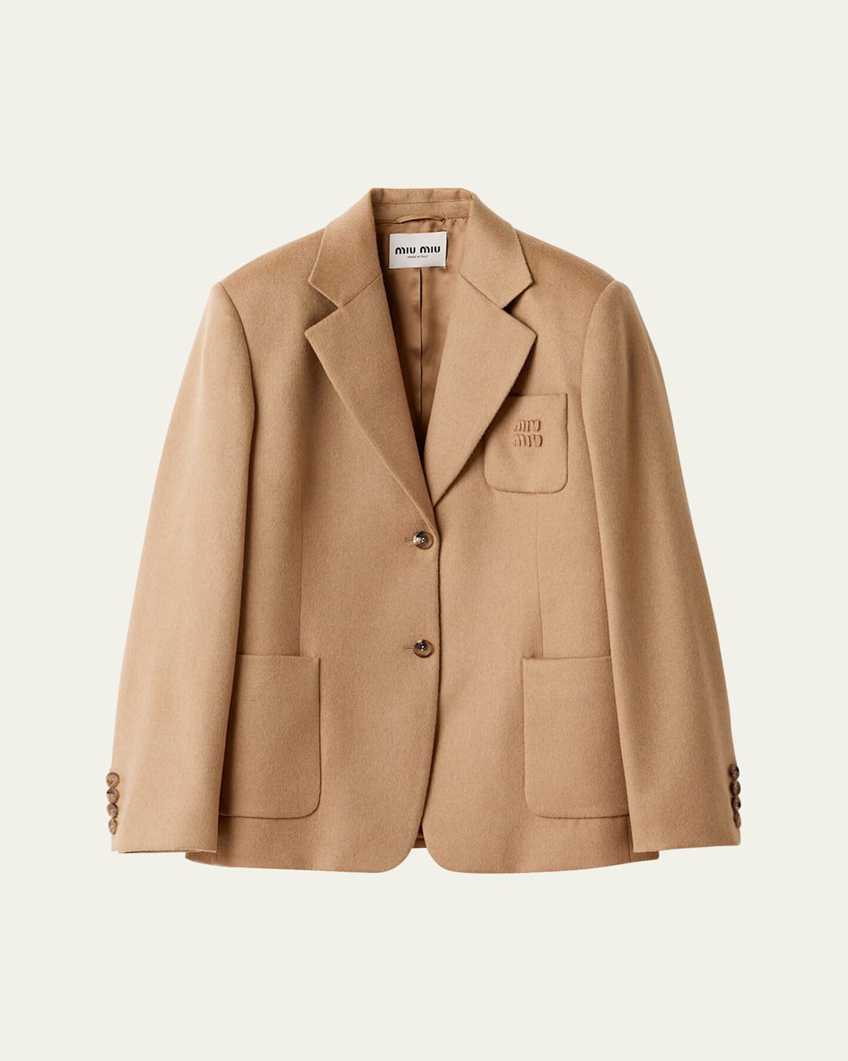 Miu Miu Oversized Single-breasted Camel Hair Jacket In Brown