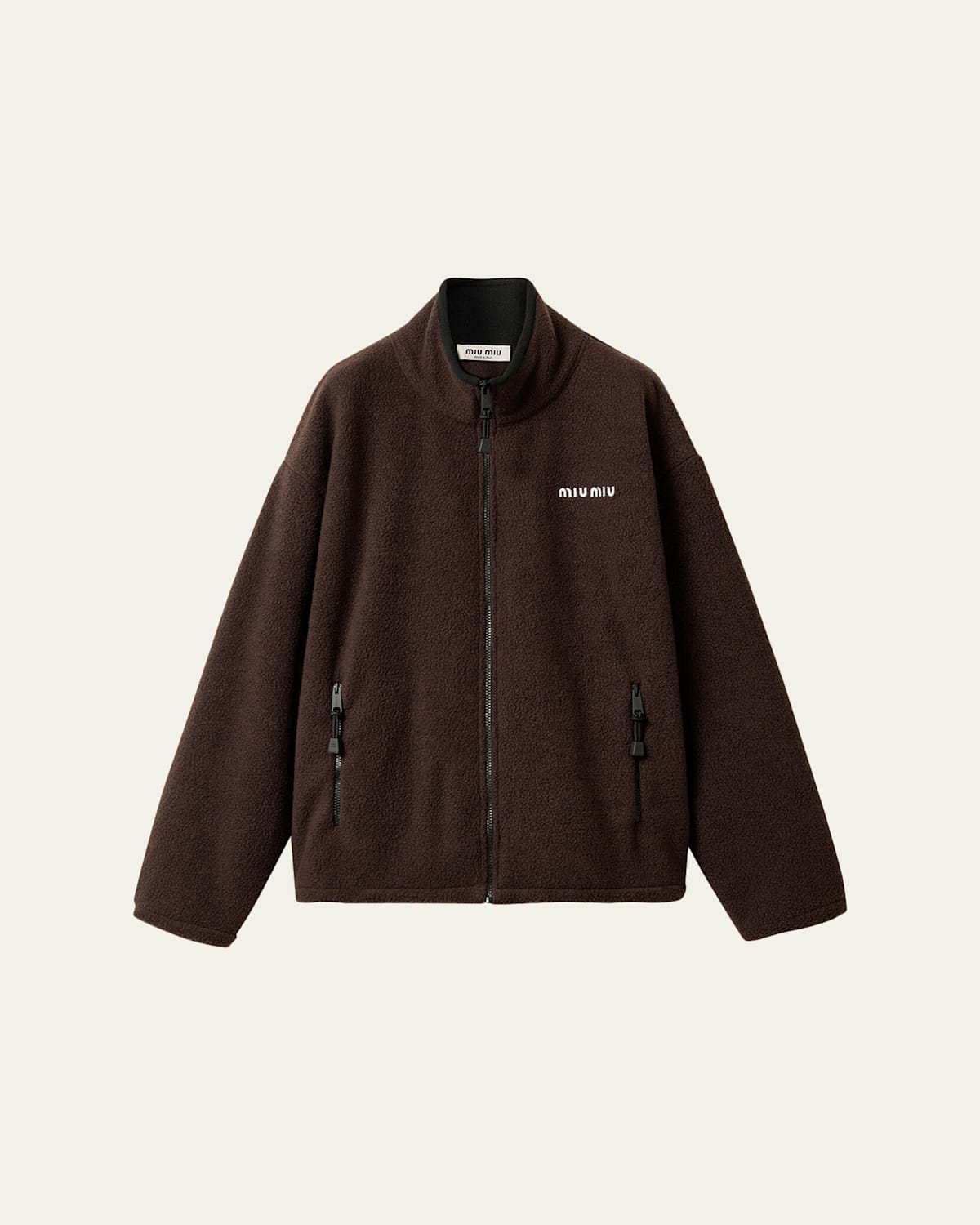 Miu Miu Fleece Zip-up Jacket In Black
