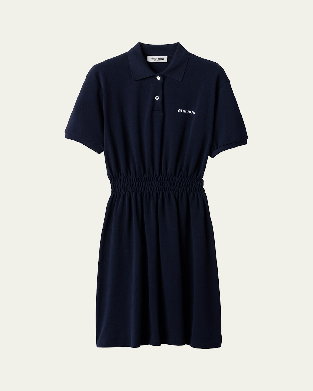 Cinched Waist Short-Sleeve Polo Shirtdress