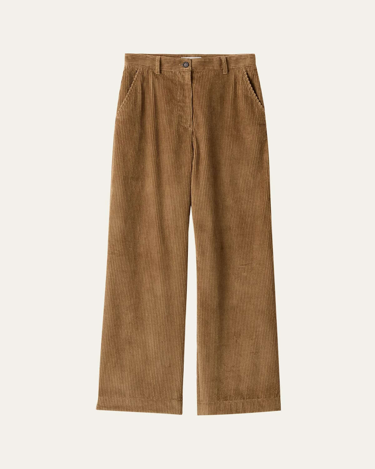 Miu Miu Wide Leg Corduroy Trousers With Belt Loops In Nude