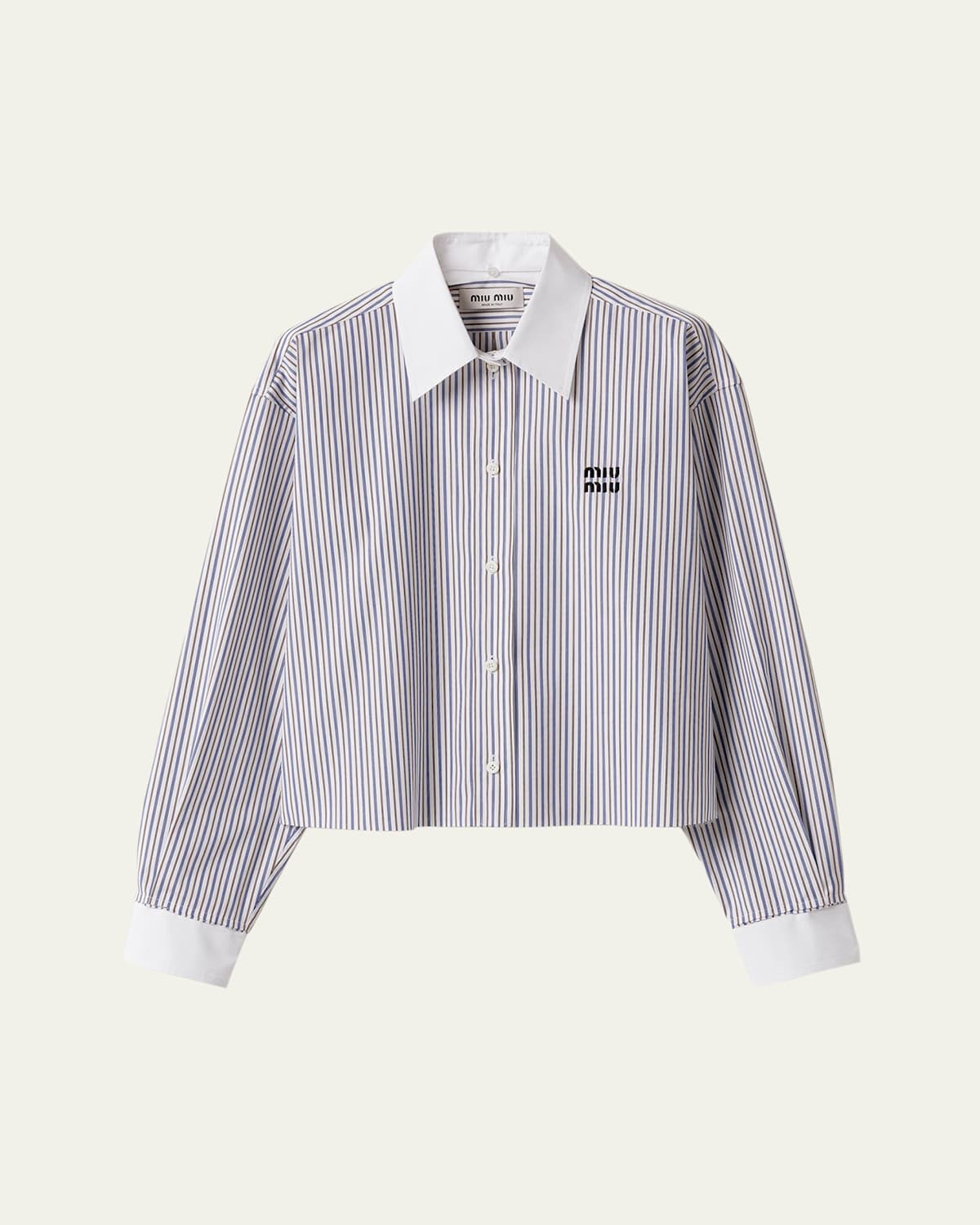 Striped Long-Sleeve Boxy Button-Down Shirt