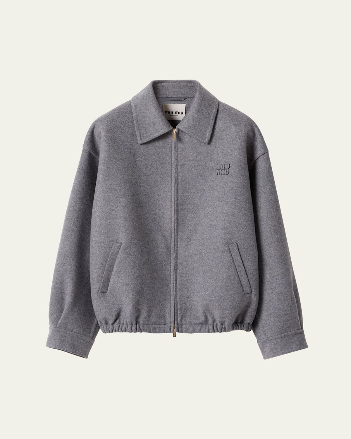 Miu Miu Oversized Double Cashmere Bomber Jacket In Gray