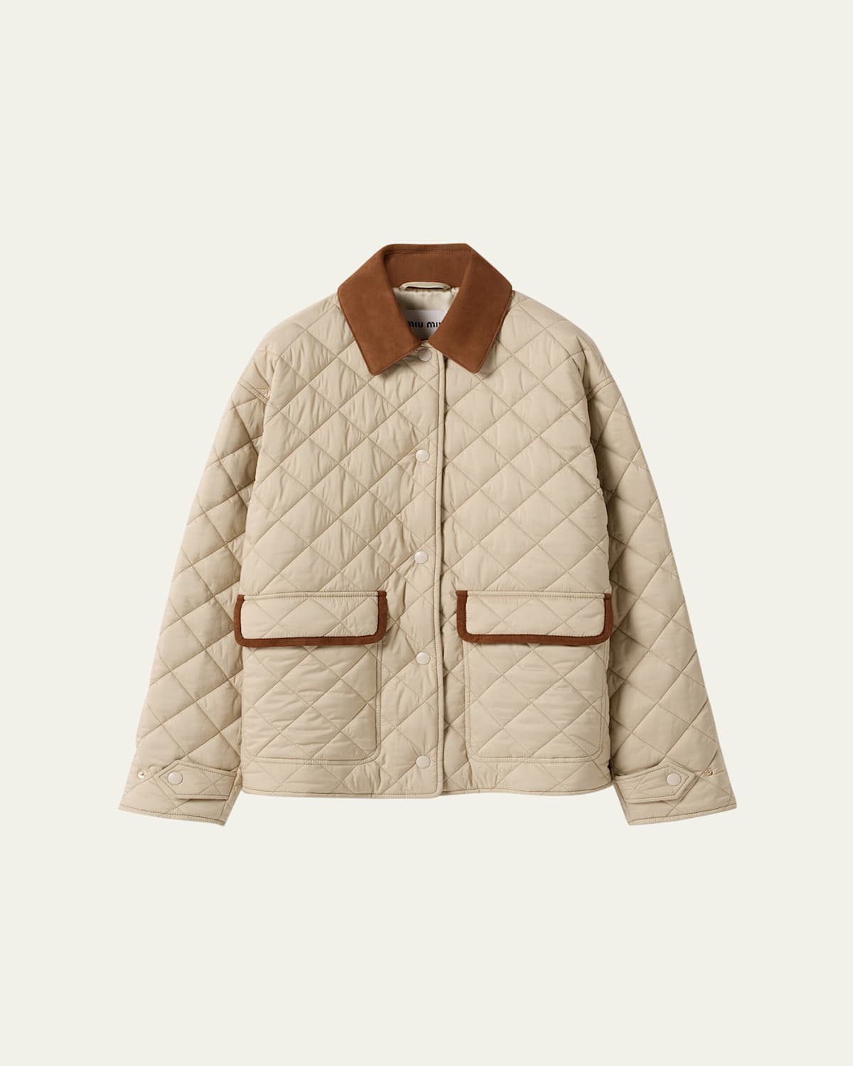 Miu Miu Suede-trim Barn Jacket In Sand