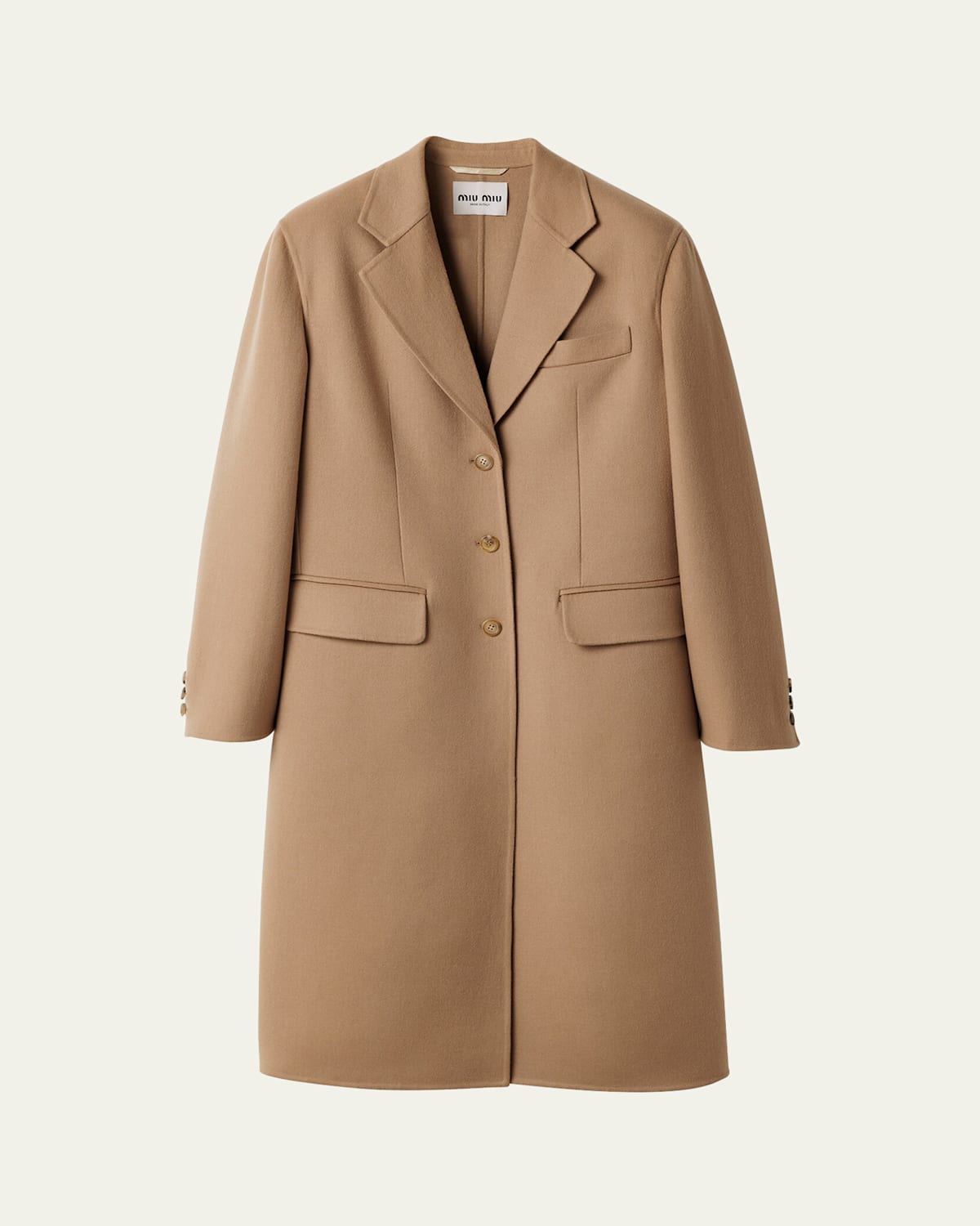 Miu Miu Single-breasted Cashmere Trench Coat In Brown