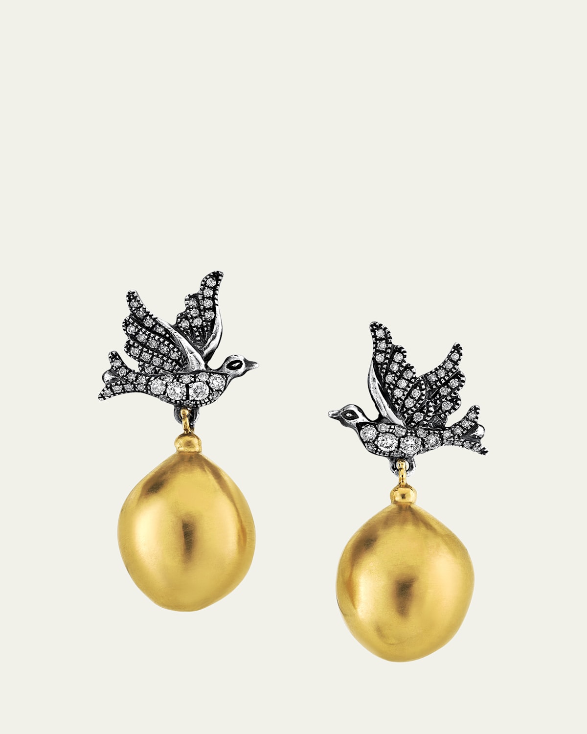 Love Birds Earrings with 18K Gold Drops