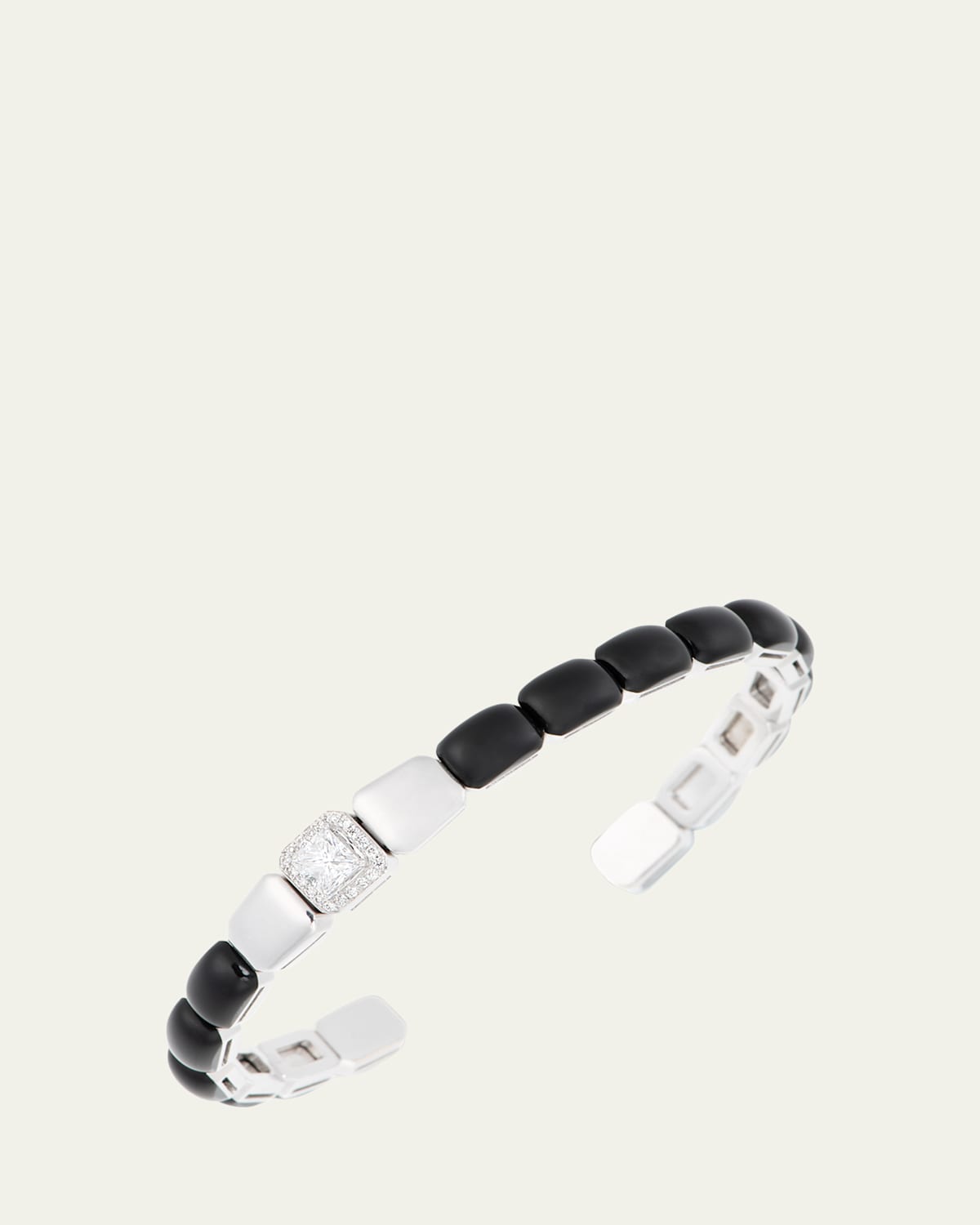 Nikos Koulis Oui Bracelet with Black Enamel in 18K White Gold