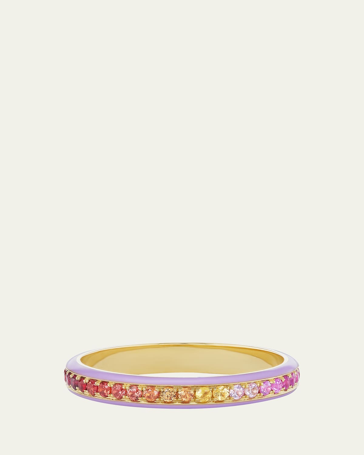 18K Yellow Gold Dash Ring with Sapphires, Rubies and Enamel