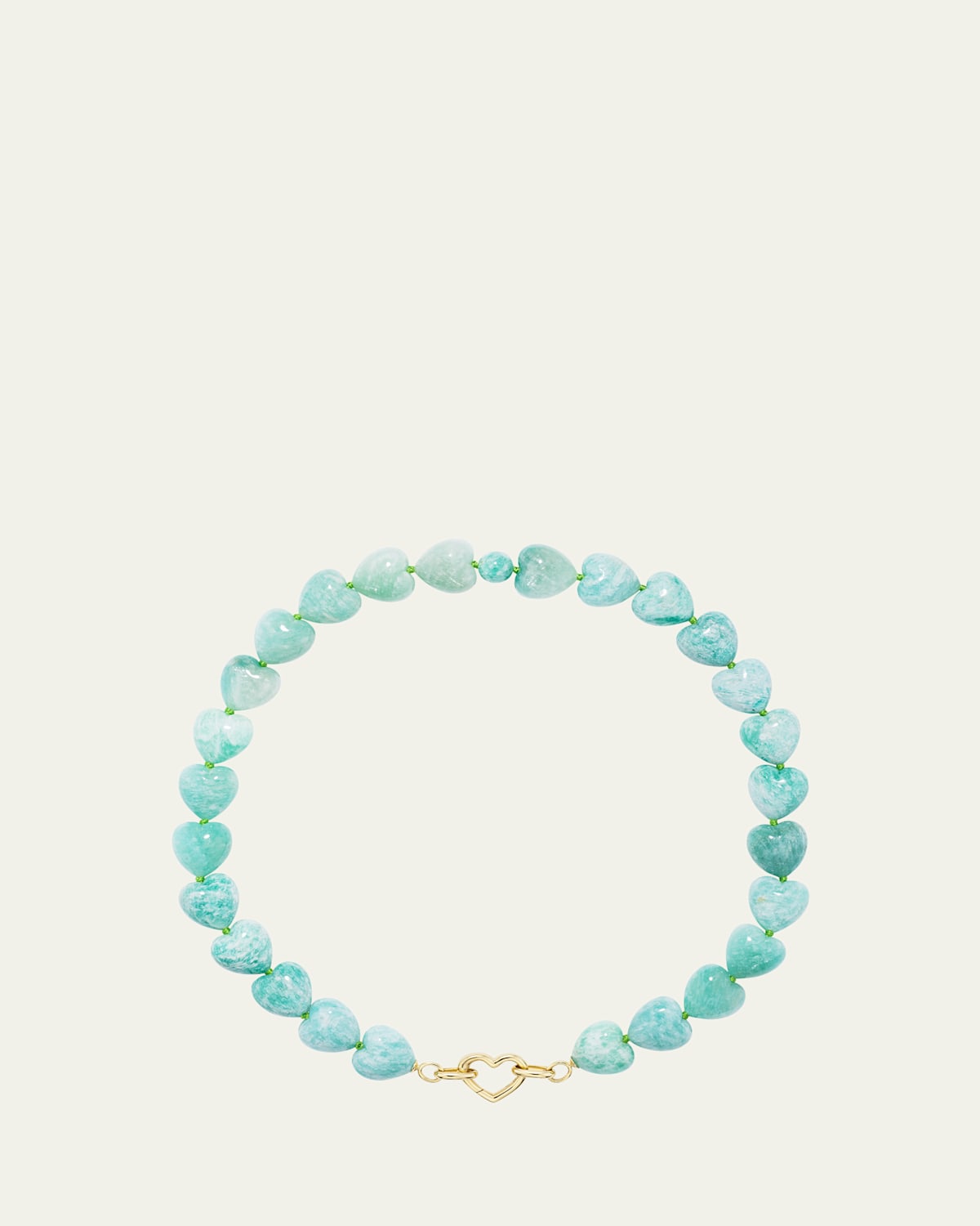 18K Amazonite Oversized Heart Beads Necklace