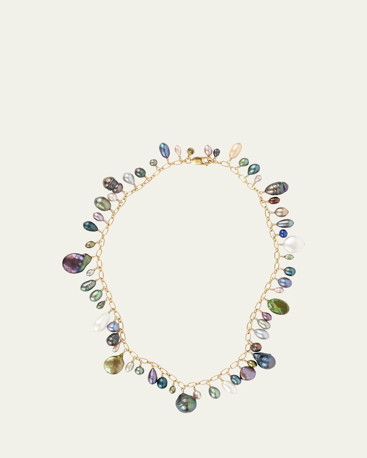 14K Gold Fill Multi Compost Necklace With Pealrs, 18"