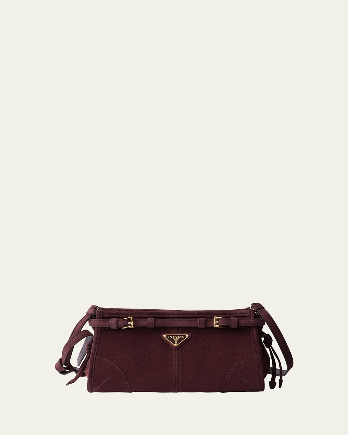 Prada Bonnie Belted Suede Shoulder Bag