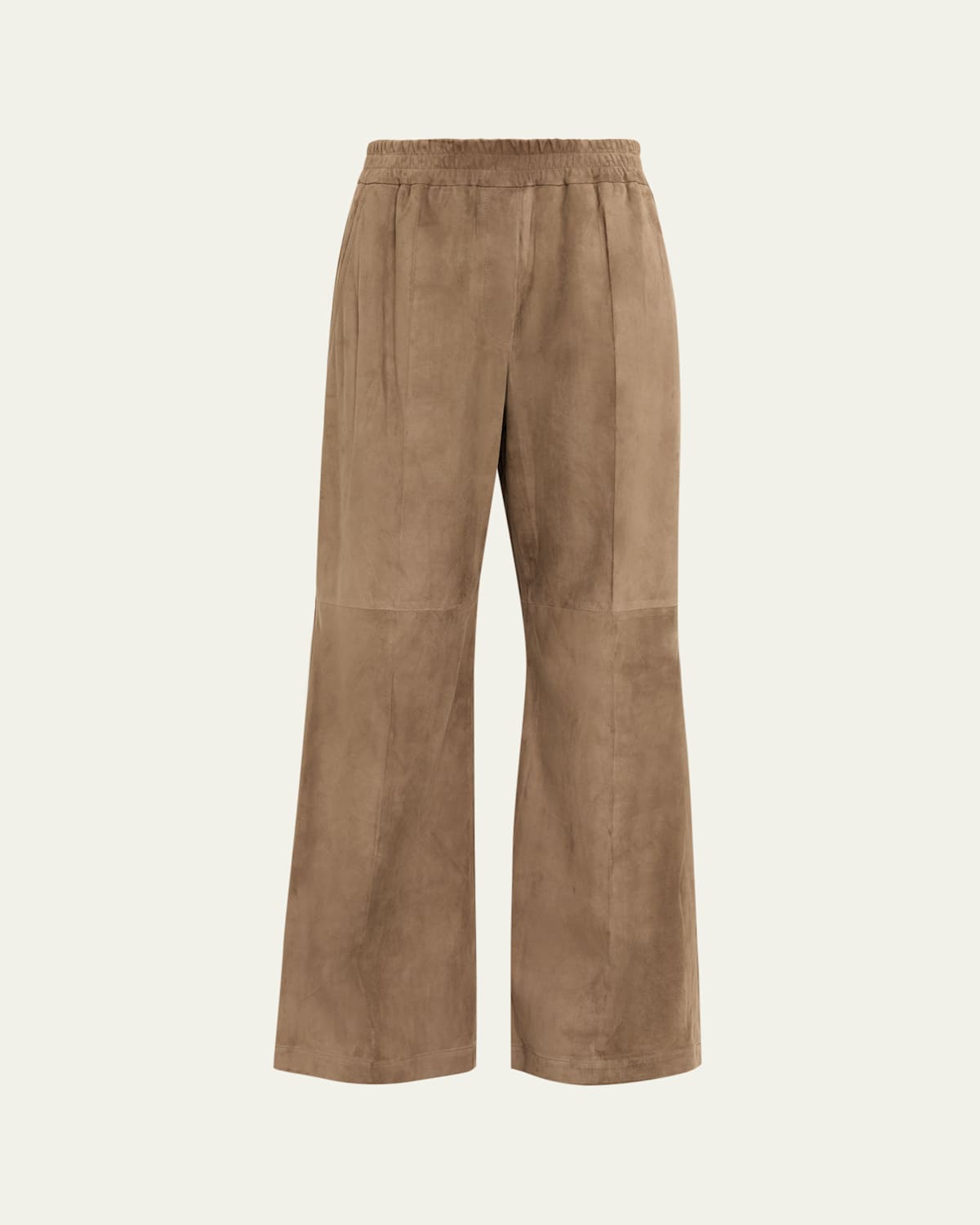 Brunello Cucinelli Suede Wide-leg Pull-on Trousers In Brown