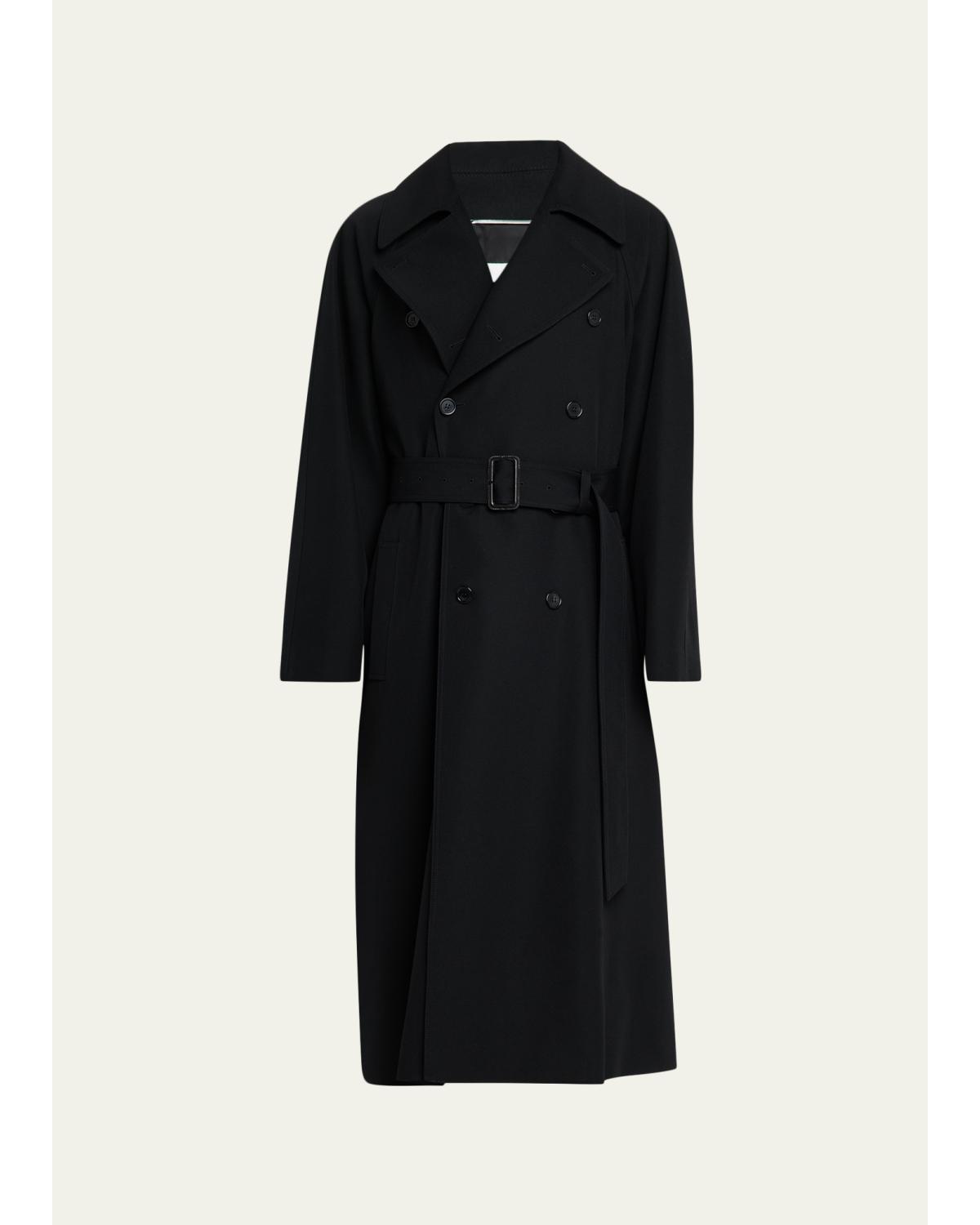 Men'S Grain De Poudre Belted Trench Coat