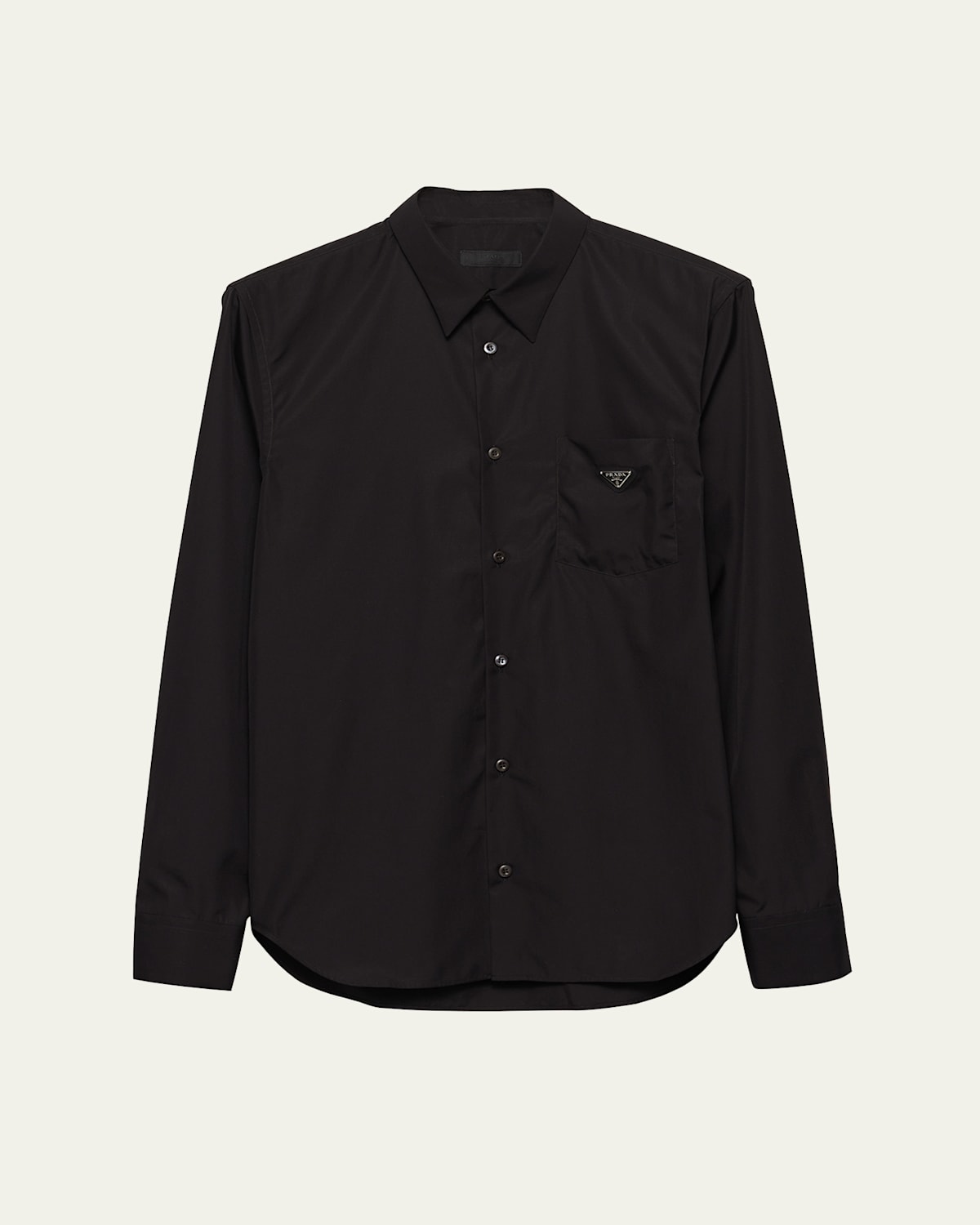Prada Patch-pocket Cotton Shirt In Black