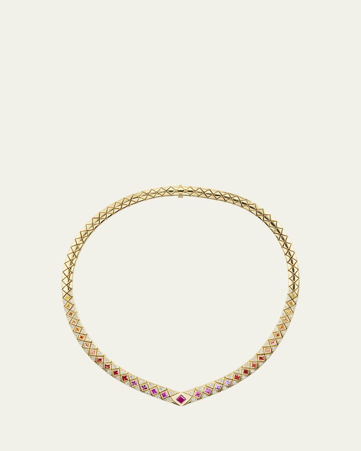 Bliss Collar Necklace with Multicolor Sapphires, Rubies and Diamonds