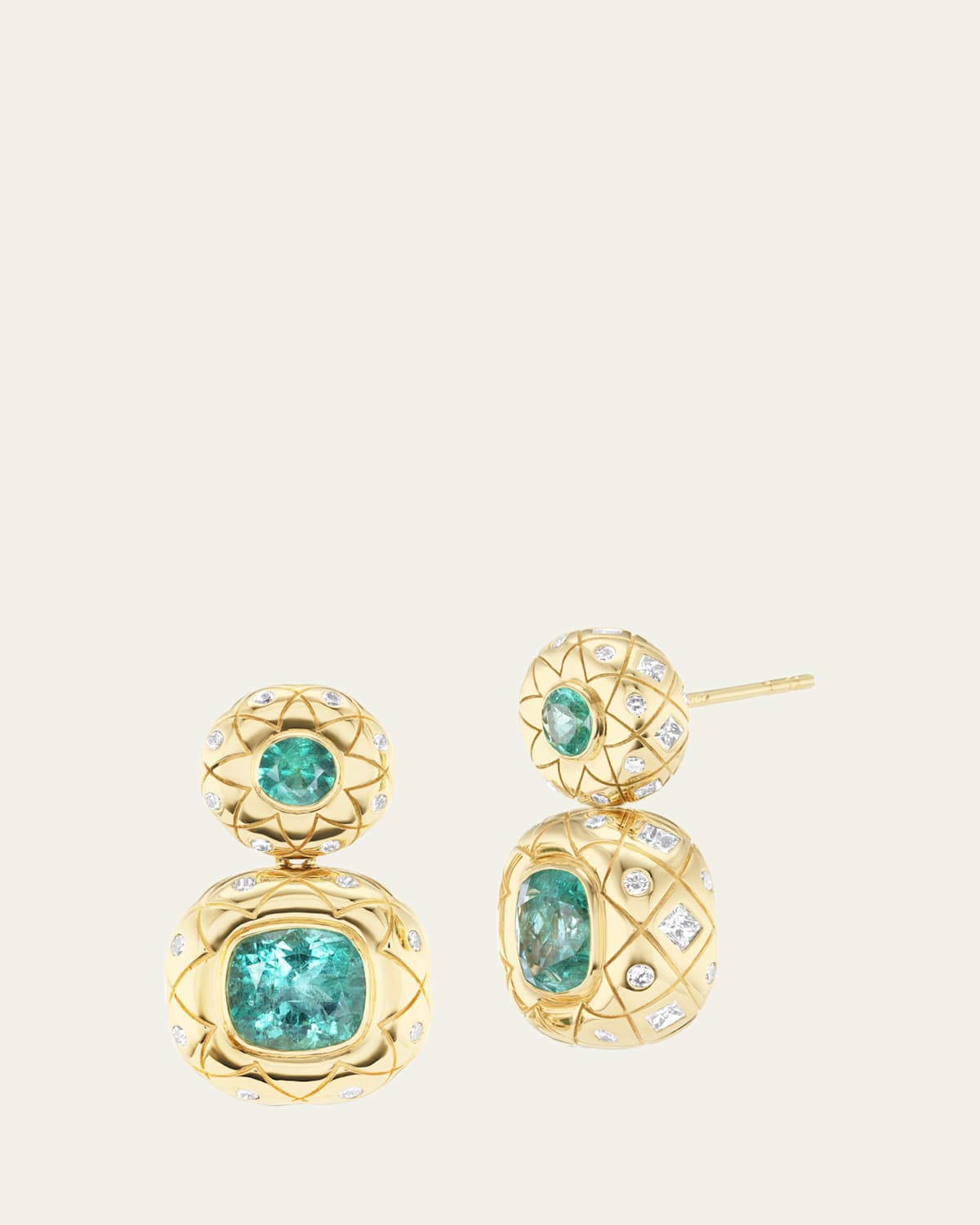 Bliss Hanging Earrings with Emeralds and Diamonds