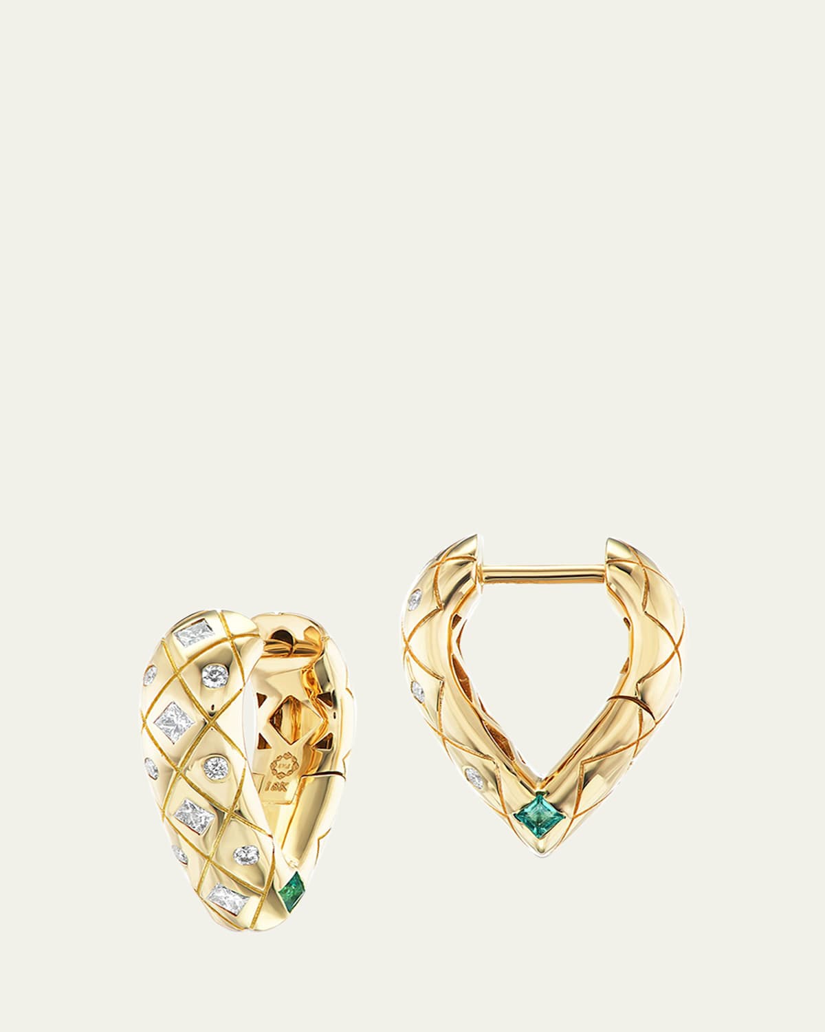 Medium Bliss Hoop Earrings with Emeralds and Diamonds