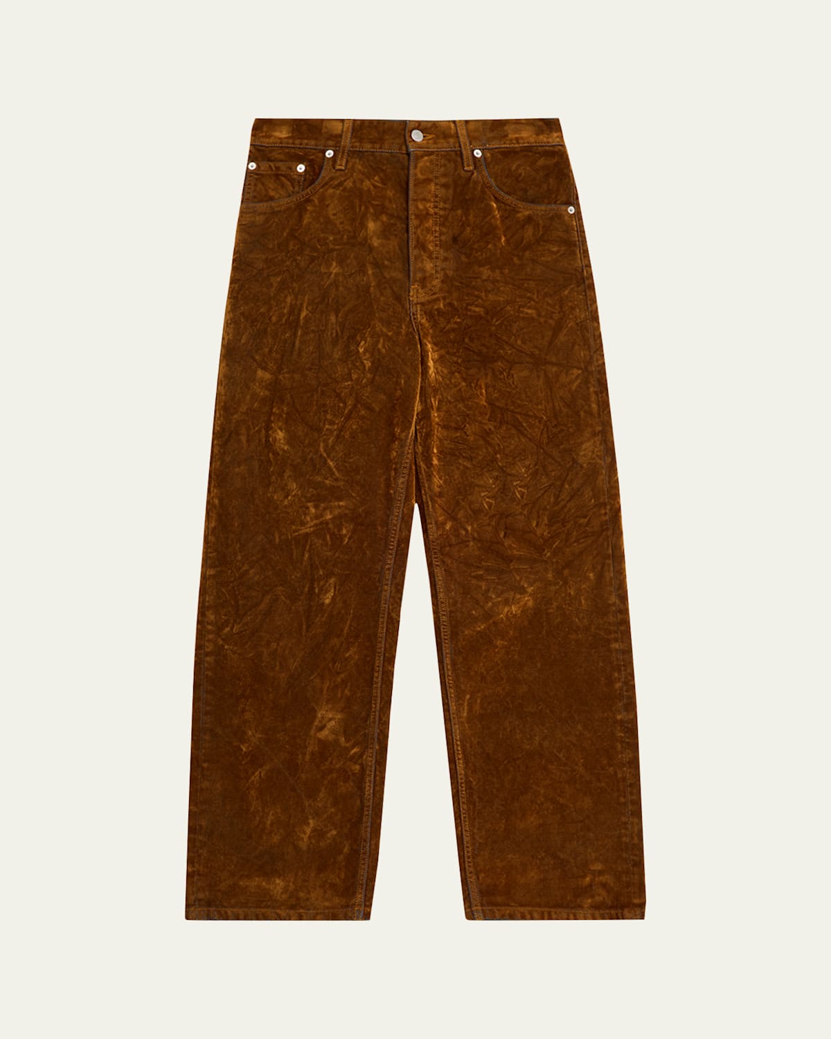 Dries Van Noten Men's Pine Straight-fit Flocked Denim Jeans In Gold