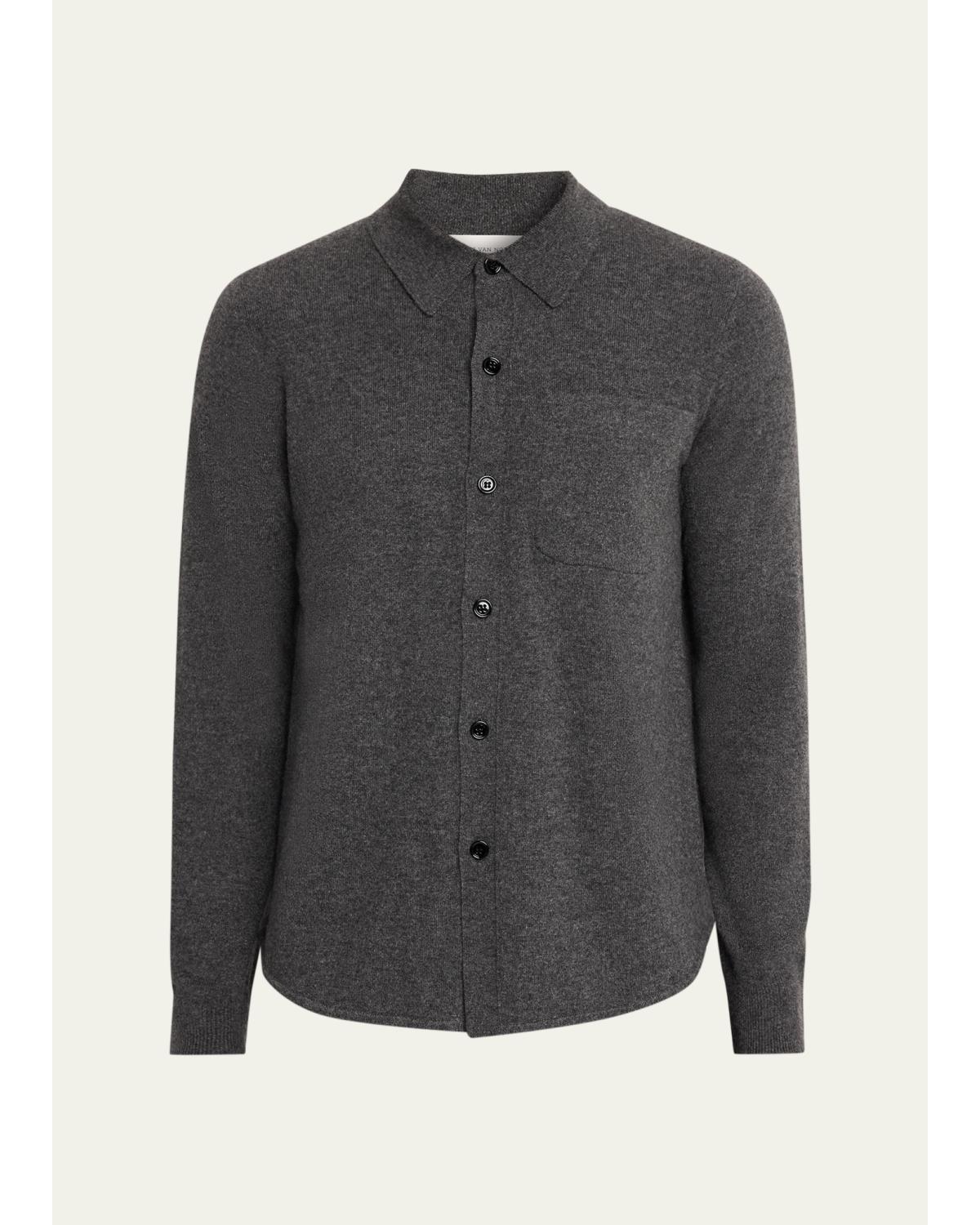 Men'S Monaco Cashmere Knit Pocket Button-Down Shirt