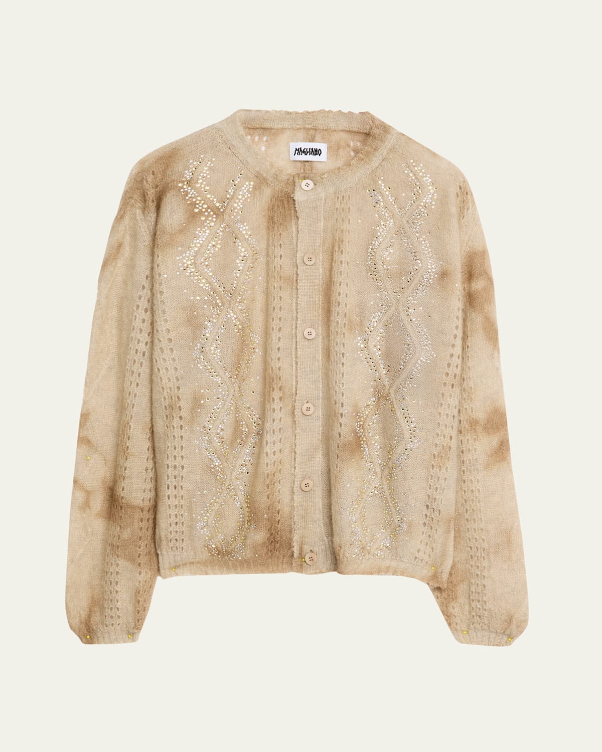 Magliano Men's Dusty Cardigan With Swarovski Accents In Brown