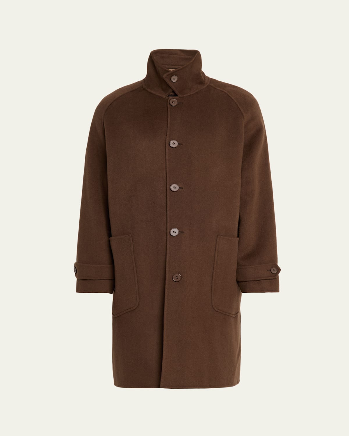 Officine Generale Men's Double Split Wool Coat In Brown