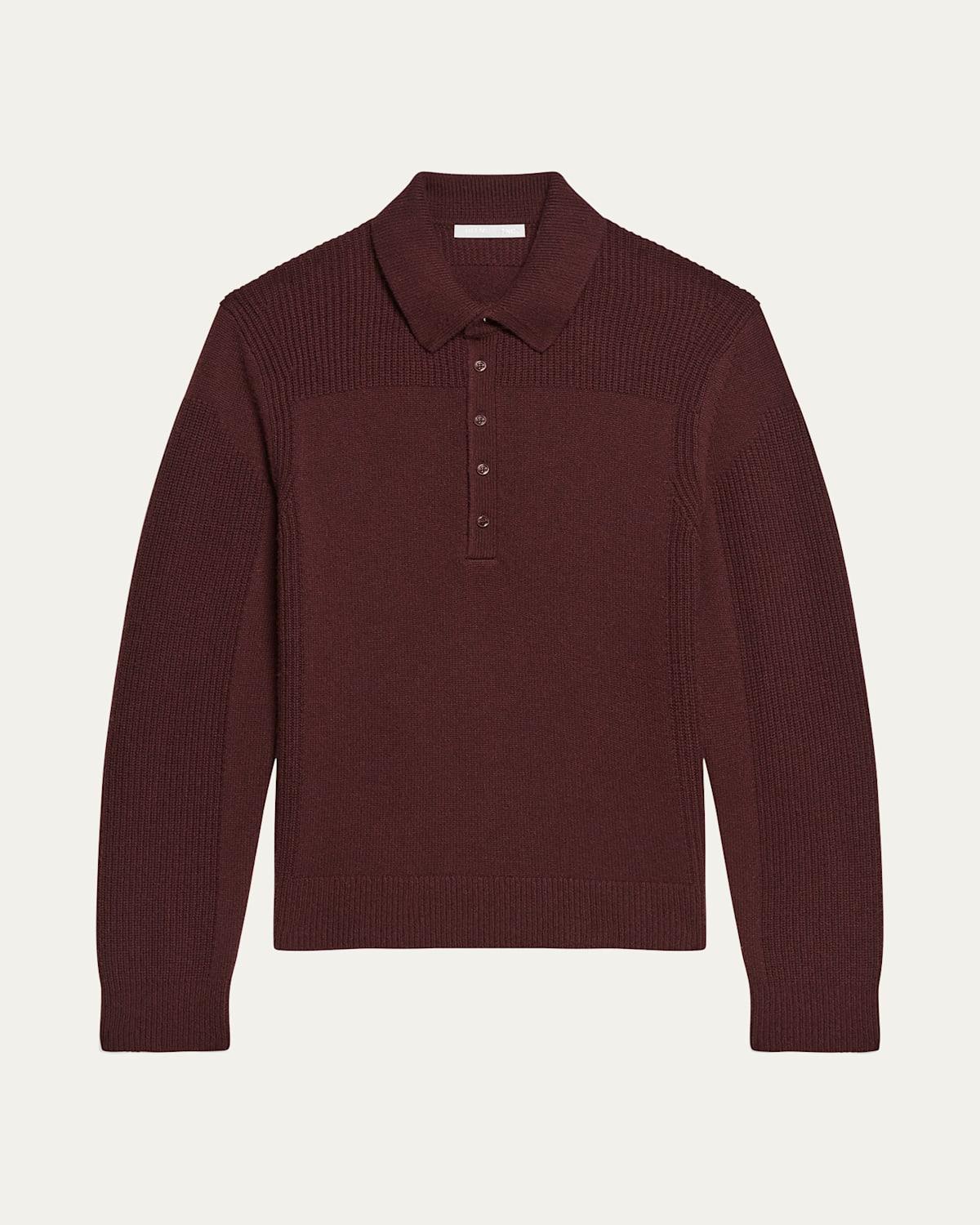 Helmut Lang Relaxed Fit Block Knit Wool Polo Sweater In Burgundy
