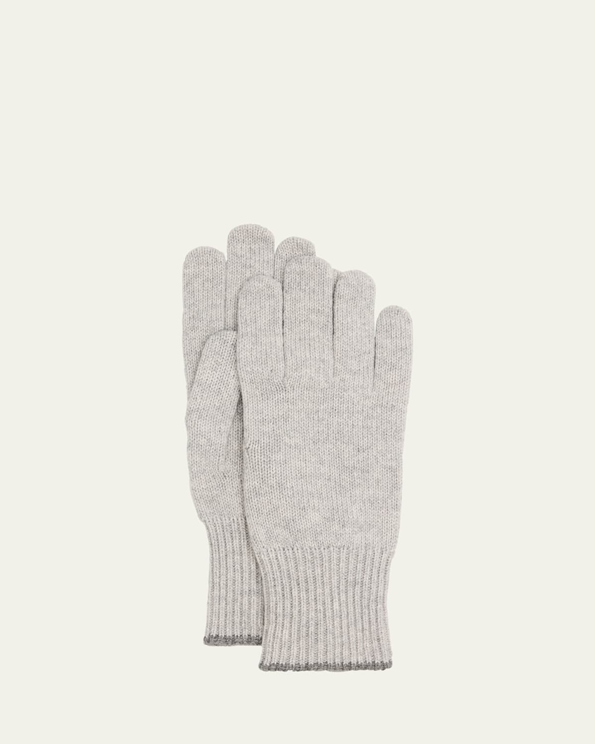 Brunello Cucinelli Men's Tipped Cashmere Gloves In Gray