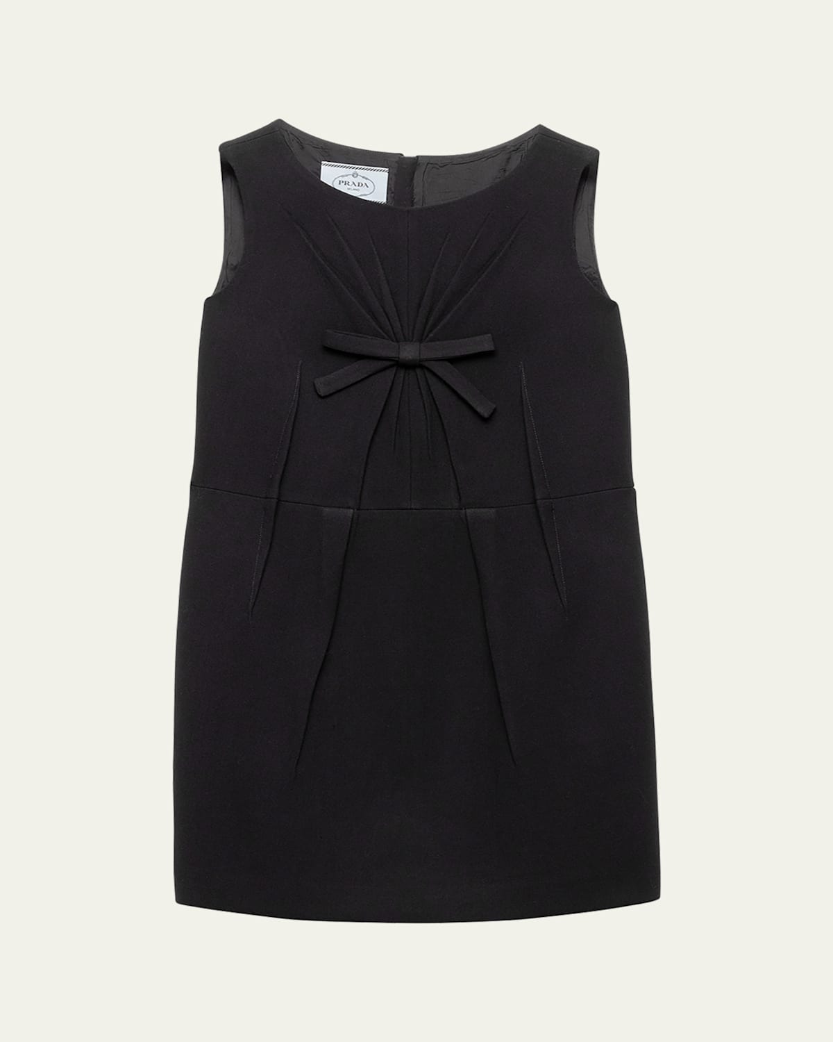 Prada Natté Bow Sleeveless Mini Dress In Black