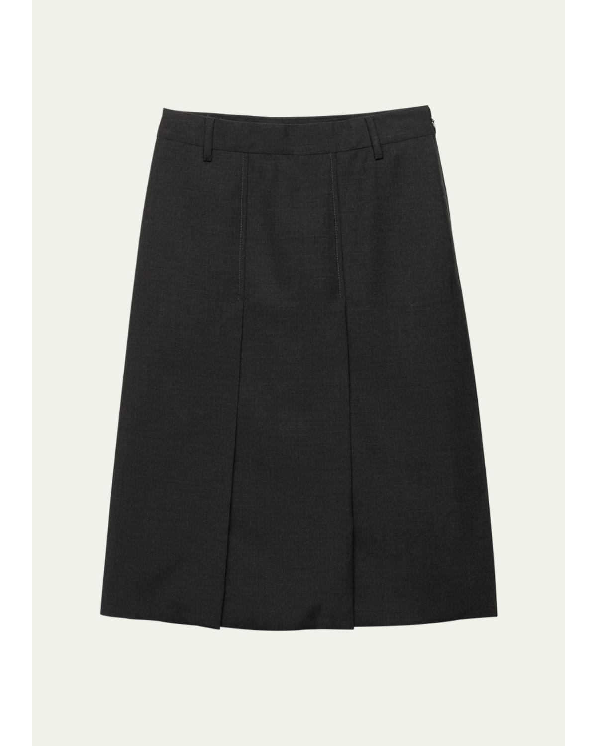 Grisaglia Check Pleated Slit Skirt