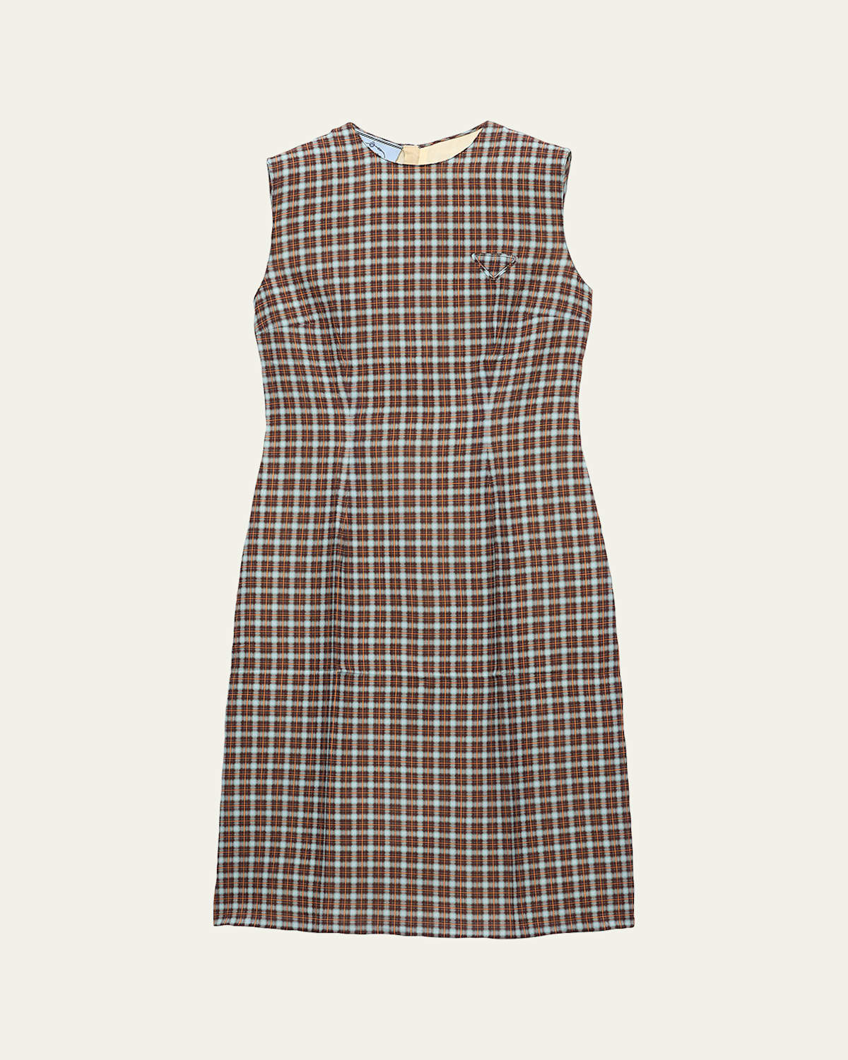 Prada Check Georgette Sleeveless Midi Dress In Multi