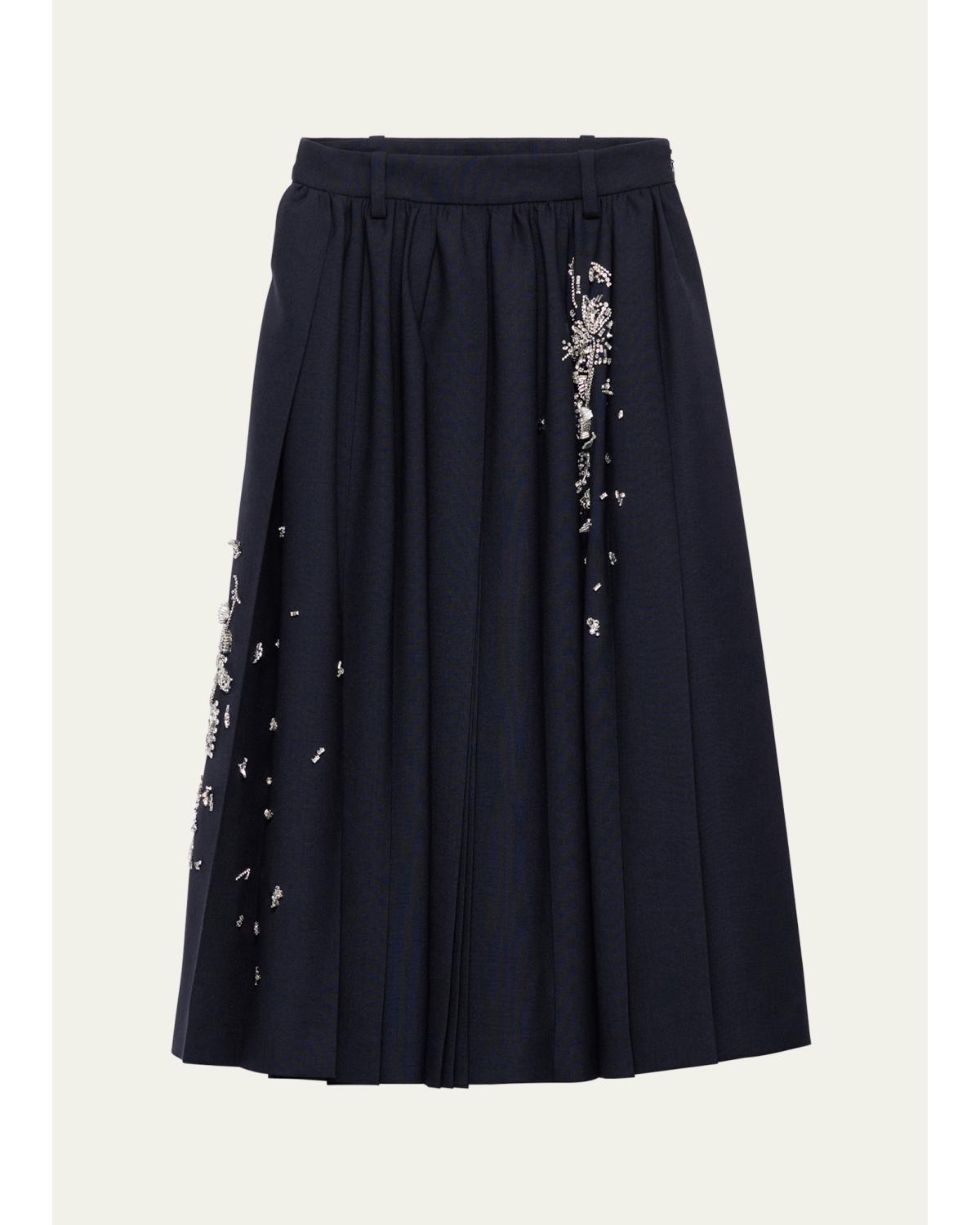 Embroidered Wool Midi