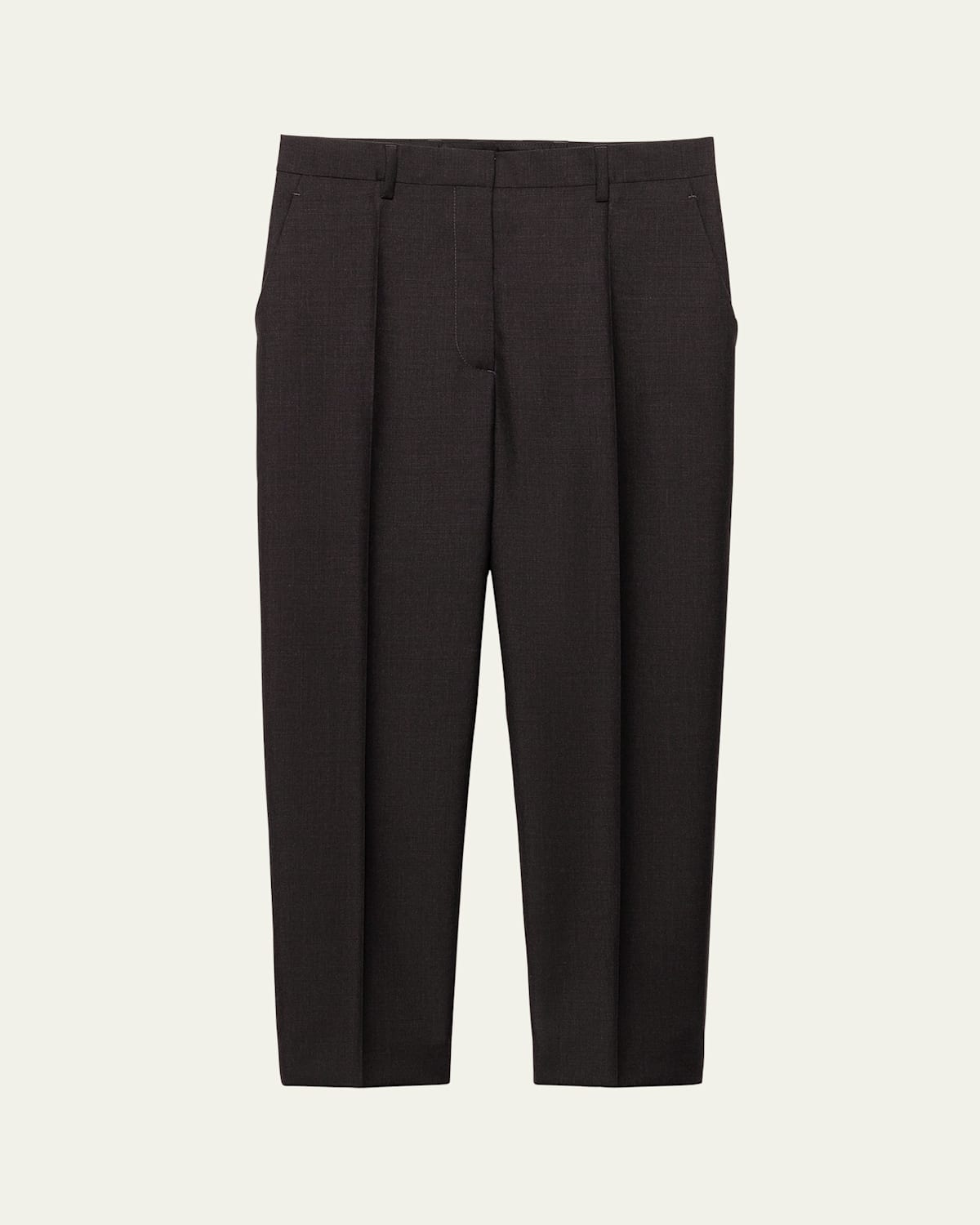 Prada Cropped Wool Check Tailored Pants In Black