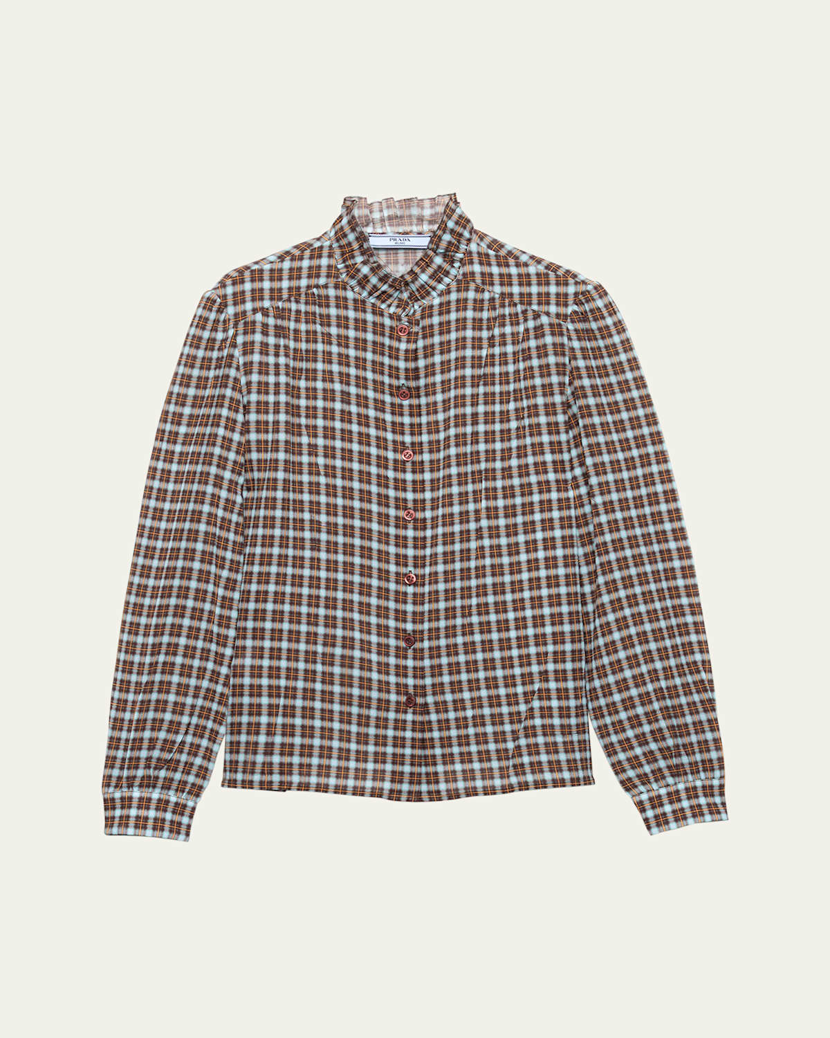 Prada Silk Georgette Button-front Blouse In Brown