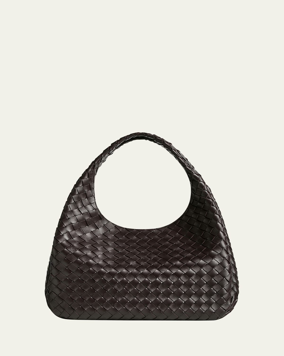 Bottega Veneta Campana Large Leather Shoulder Bag In Brown