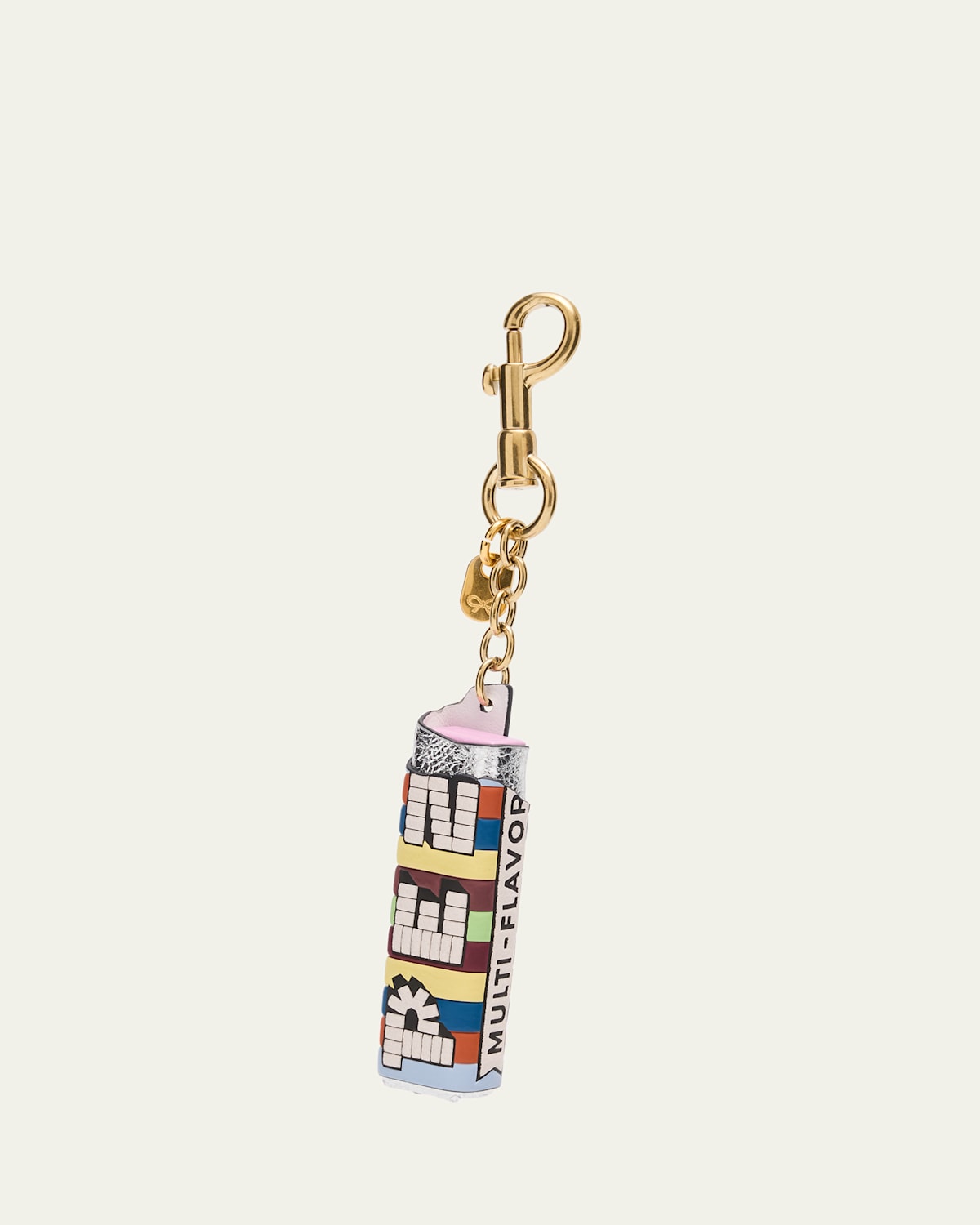 Anya Hindmarch Pez Striped Leather Bag Charm In Multi